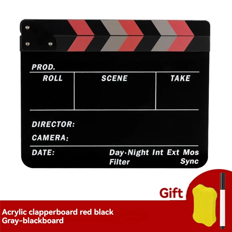 REPLA-Clapperboard Acrílico Película Acción Clap-Stick Director Película Clapboard Ideal para Producciones de Cine, TV y Vídeo A