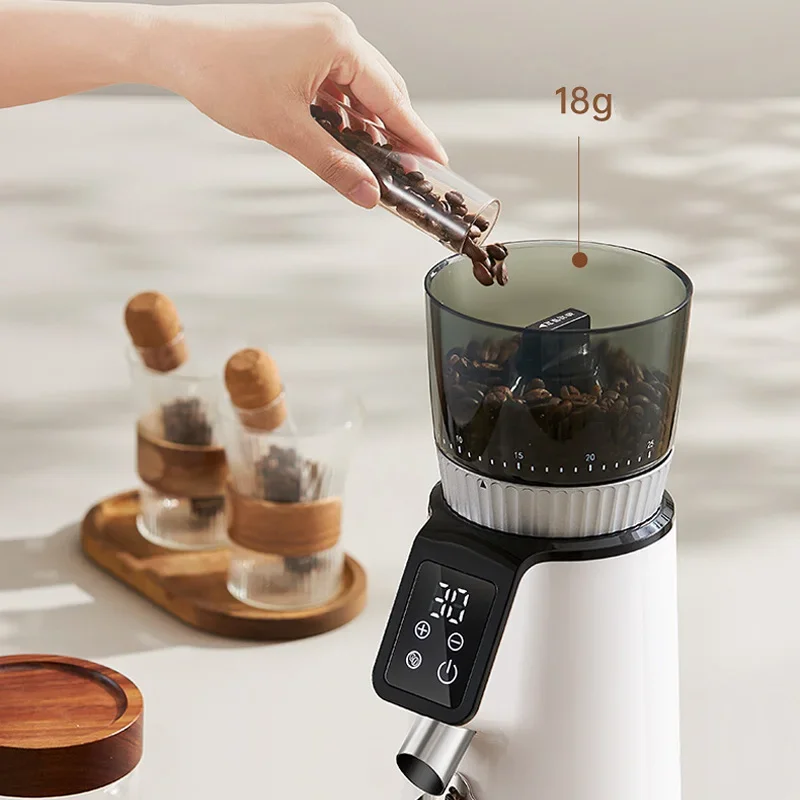 200G Bean Hopper Electric Coffee Bean Grinder Conical Burr Grinder Precise Grind Size Adjustment for Home Use and Baristas