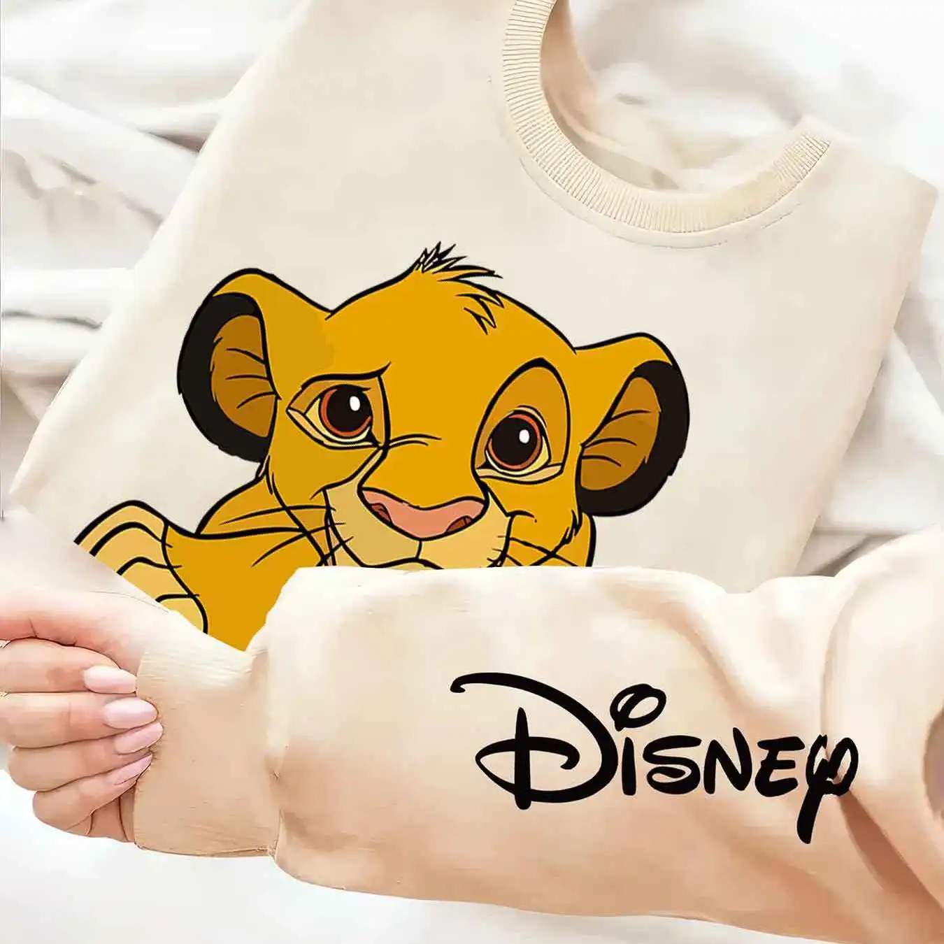 سويت شيرت نسائي من Disney Simba Lion King برقبة دائرية للجنسين من الصوف كاجوال للخريف والشتاء ملابس الشارع كبيرة الحجم #4