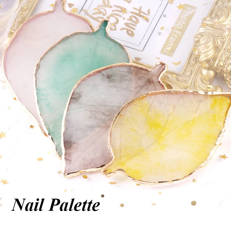 1PC Round Resin Agate Stone Nail Color Palette Gel Polish Pallet Mixing Drawing Paint Plate Pad Manicure Nail Art Display Shelf