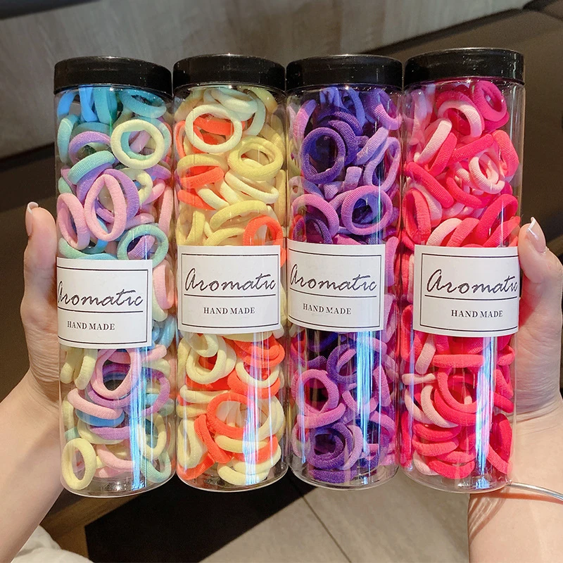 100PCS Not Hurt Hair Strong Elastic Children's Gift Box Hair Rope Towel Ring High Elastic Hair Ring Rubber Band Hair Accessories