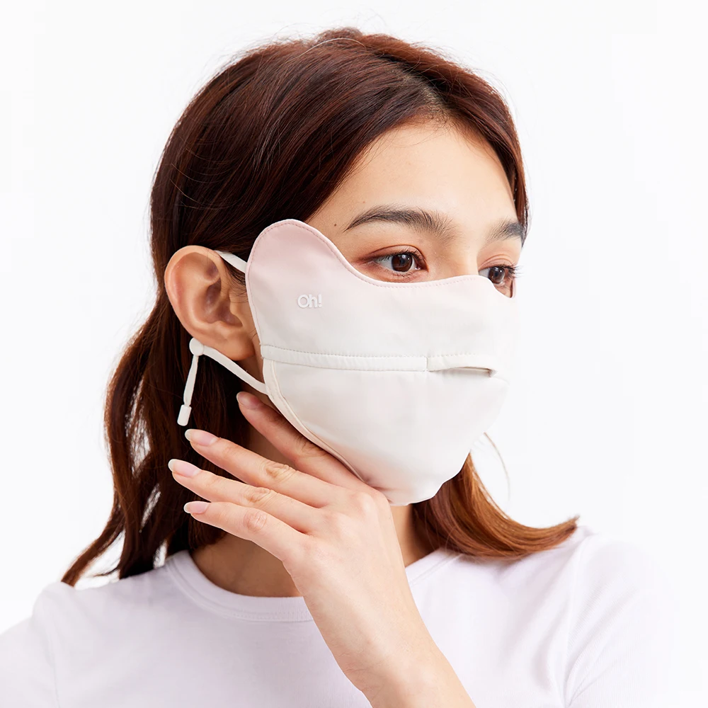 OhSunny Summer Women Face Mask Sun Protection Anti-UV UPF50+ Opening Nose Coolchill Breathable Soft Adjustable Ear Outdoor