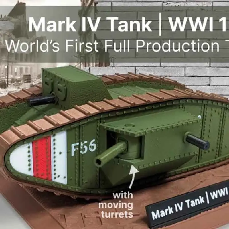 3D Printed Mark IV Tank Model - Legendary First Battle Tank of WWI, British Armored Vehicle Static Display Collectible