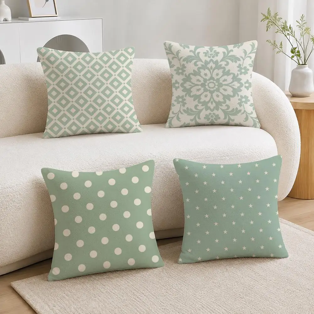 Fresh Pastoral Light Green Fresh Style Cushion Cover Soft Fluffy Short Plush  Pillow Case  Sofa Bed Home Decor