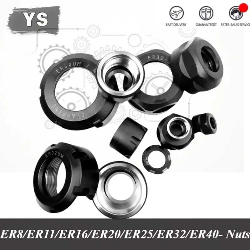 

YS 2PC Precision Balanced Collet Nut ER40 ER11 ER16 ER20 ER25 ER32 NUT Spring Collect Nut Clamping CNC Milling Engraving Machine