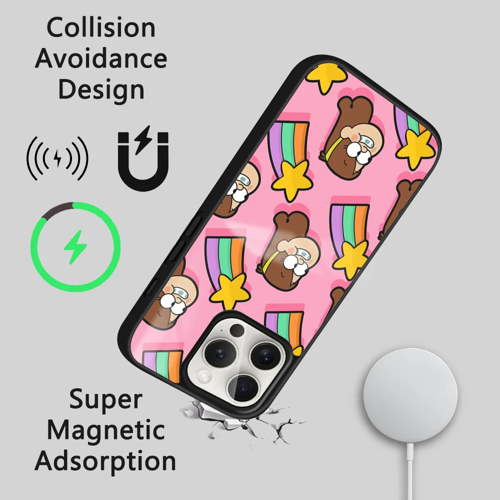 Gravity Falls Pig Phone Case For iPhone 15 14 13 12 11 Pro Max Plus Mini Mirror Wireless Magnetic Funda