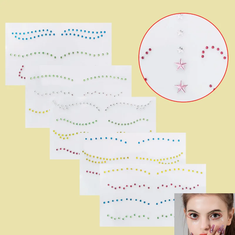 

Adhesive Facial Diamond Stickers Crystal Beads Eye Eyebrow Decals Banquet Party Makeup Decorations Women Beauty Cosmetic Tools