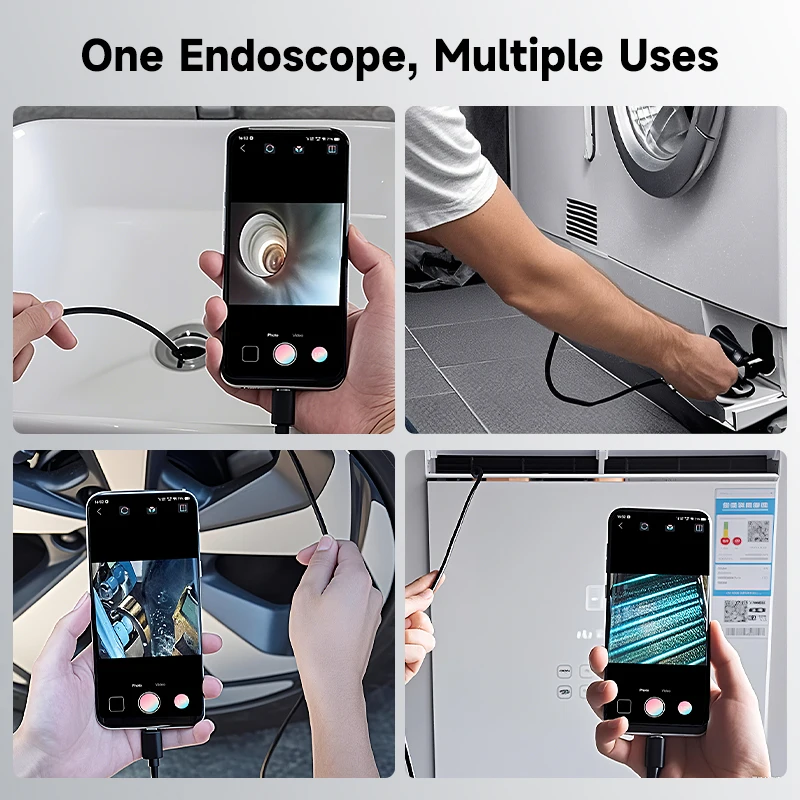 Industrail Endoscope 3in1 Micro USB Type-C Single Dual Camera for IOS iphone Android Phones Waterproof Pipe Inspection Borescope