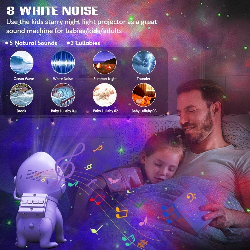 Ultima luce notturna Space Dog Projector LED Galaxy 360 ° regolabile Smart APP Control Bluetooth Music Sync Speaker decorazione della stanza