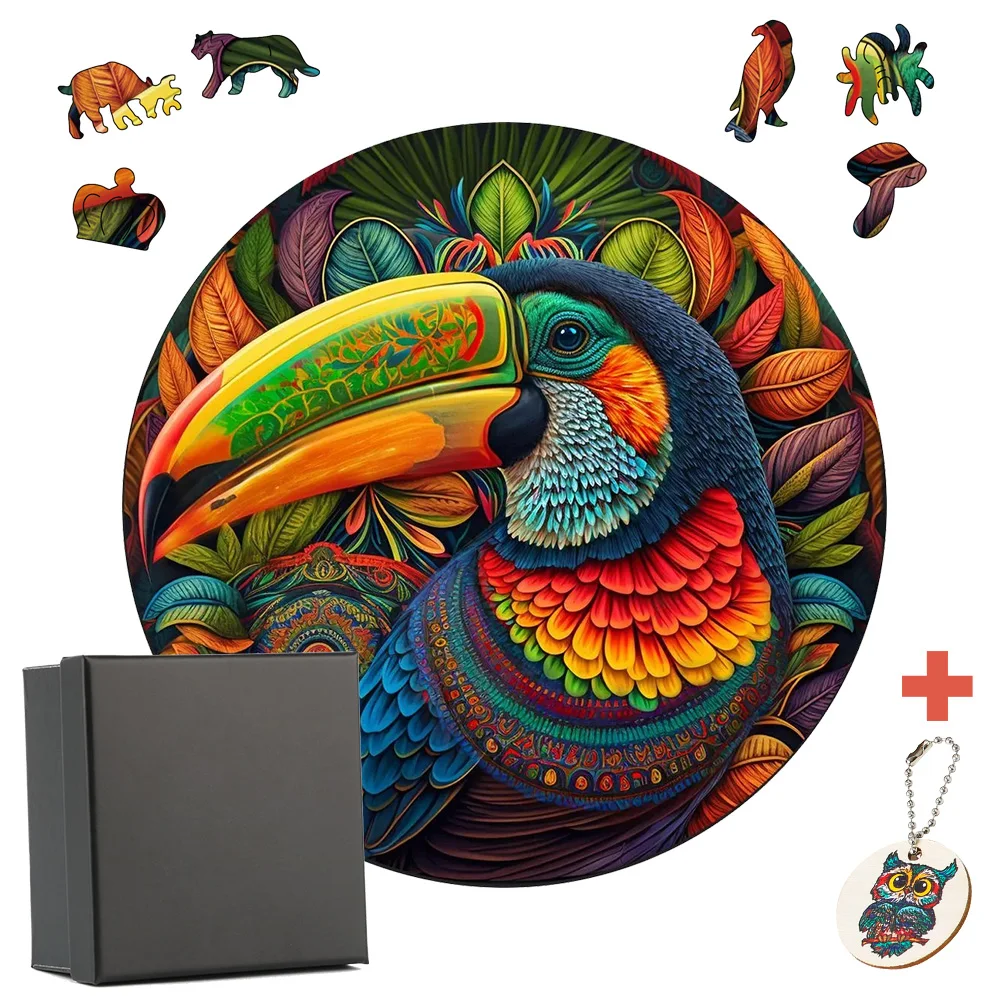 Popular Exquisite Animal Toucan Wooden Jigsaw Puzzle Adult Children\'s Puzzle Gift Unique Wooden DIY Crafts Family Puzzle Game