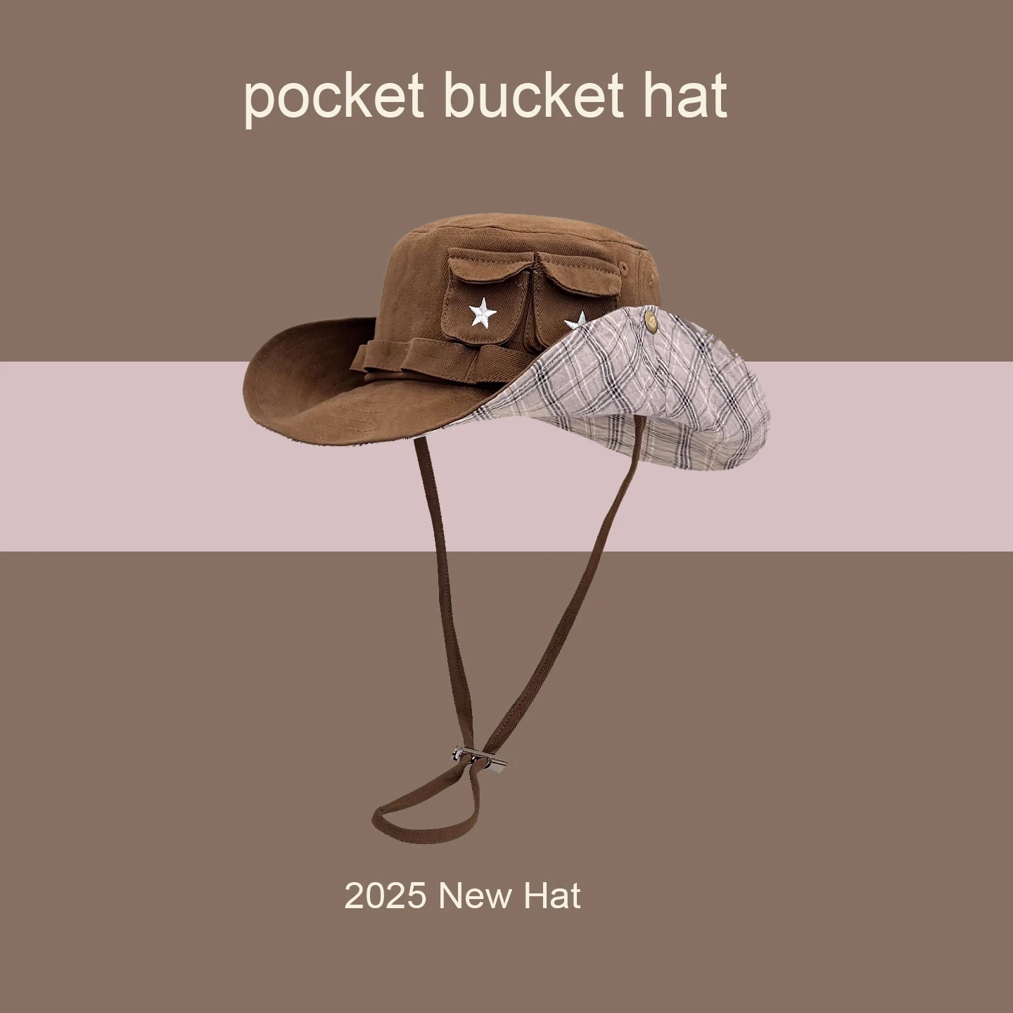 

Korean Japanese Tooling Style Star Pocket Hiking Fisherman Hat Women Summer Outdoor Camping Hiking Sun Bucket Hat Men