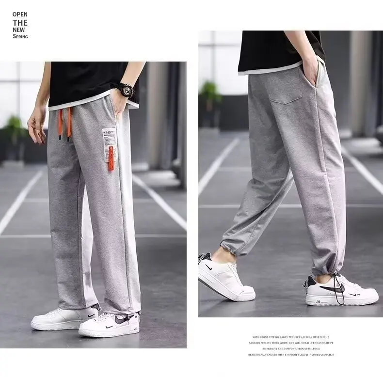 2024 Men's Sweatpants korean students Men Running Jogger Sports Gym Trousers Fashion Long Sports Leisure Sweatpant Men trousers