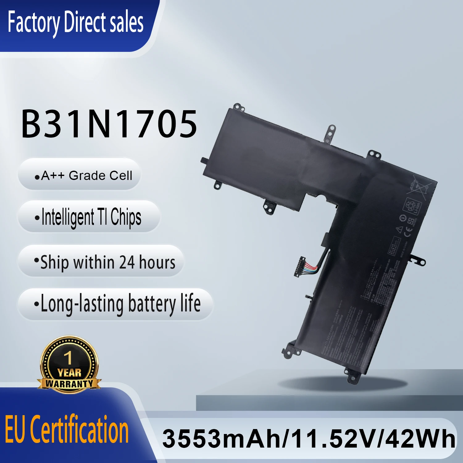 

New B31N1705 Laptop Battery For Asus VivoBook Flip 14 TP410U TP410UA TP410UF TP410UR UX460UA Q405UA Series Notebook 3ICP5/57/80