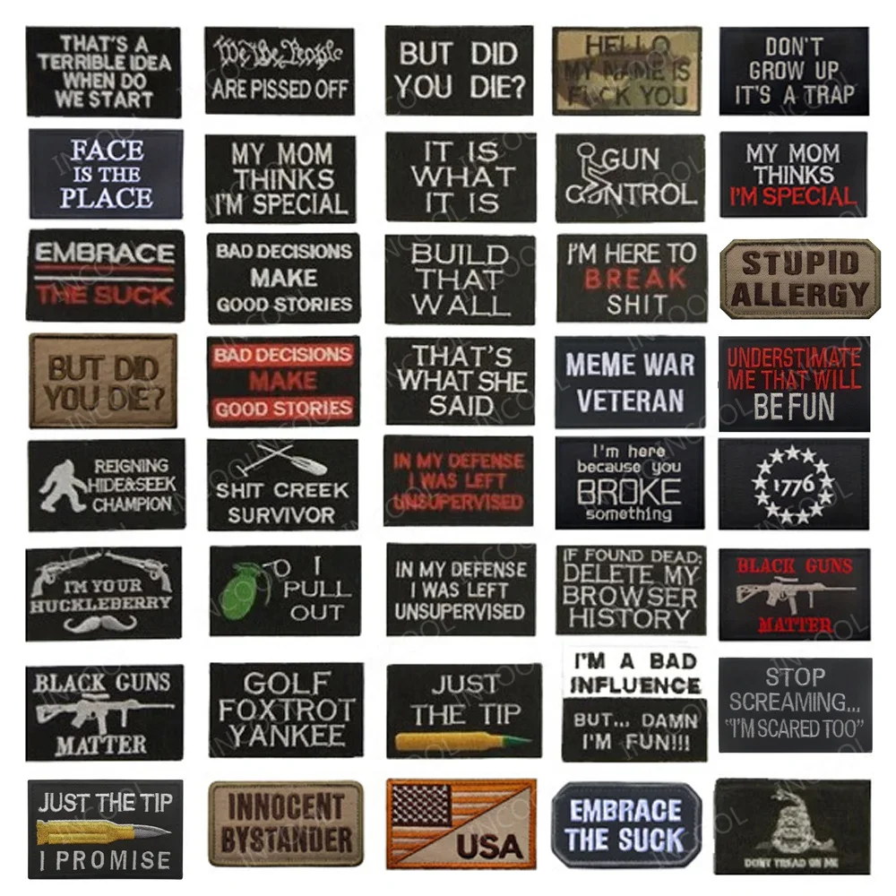 Funny English Alphabet Motivational Phrases Biker Classic Slogan Words Embroidered Patches Appliques For Jeans Jacket Backpack