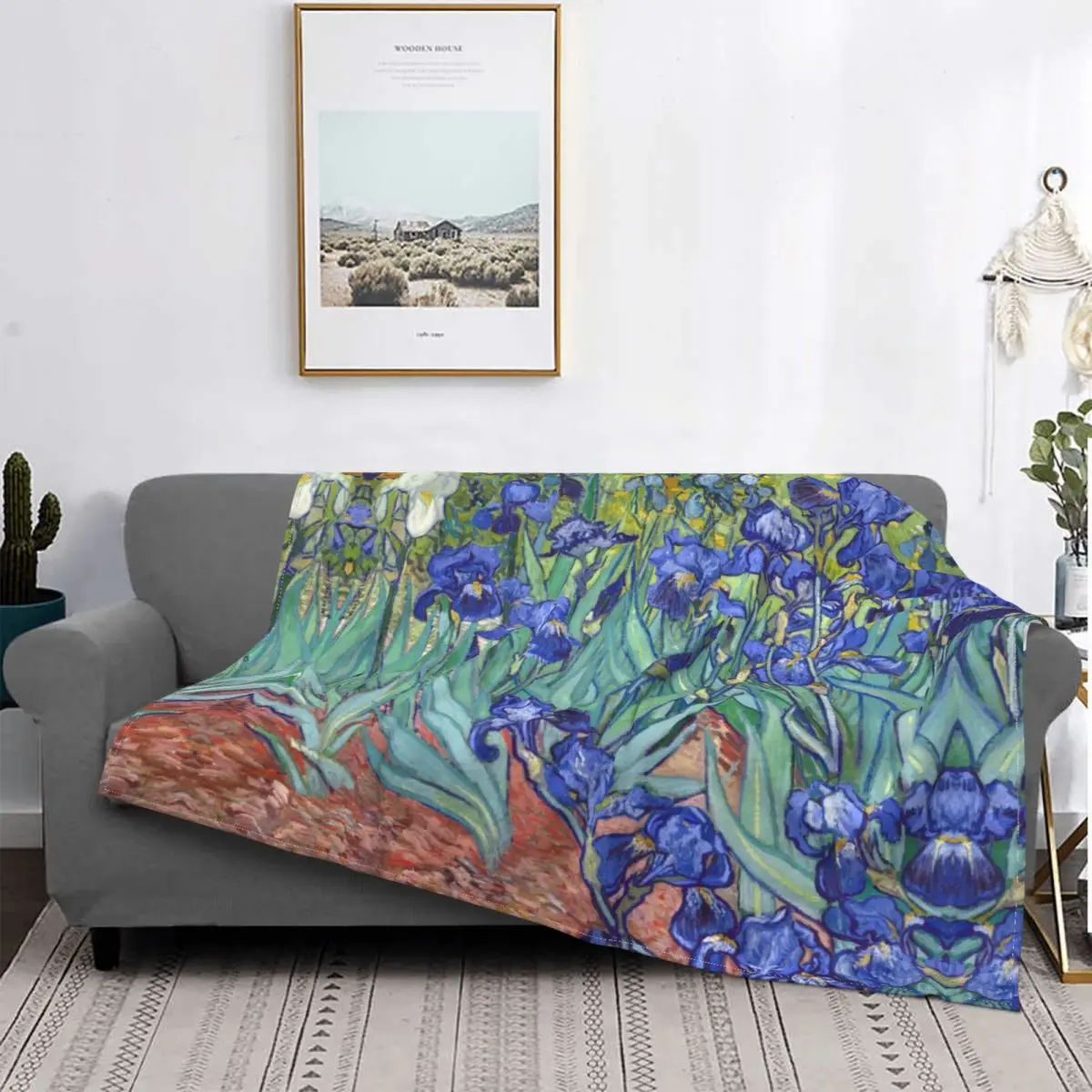 

Irises By Vincent Van Gogh Blanket Soft Fleece Warm Flannel Art Flowers Painting Throw Blankets for Sofa Home Bedroom Bedspread