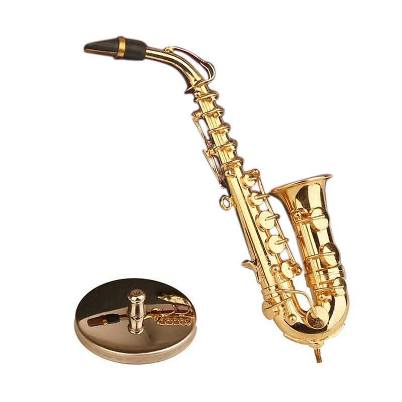 Copper Miniature Saxophone With Stand And Case Mini Musical Instrument Miniature Dollhouse Model Home Decorations