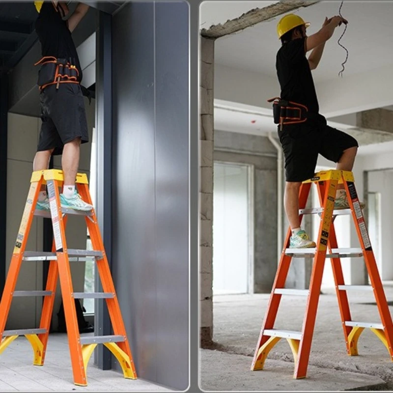 FRP Herringbone Ladder Insulation Electrical Ladder Top With Multi-functional Tool Electric Power Repair Anti-skid Insulation