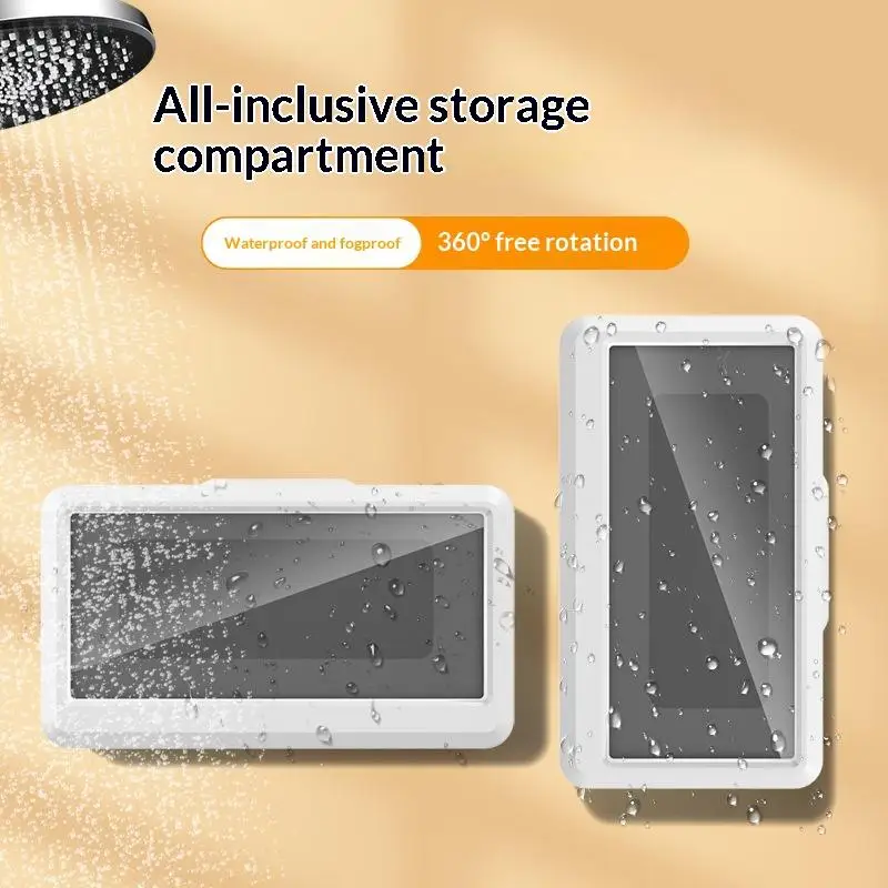 ☭Waterproof houder 360° draaibaar voor badkamer, thuis, wandhouder, zelfklevende houder voor touchscreen-telefoon_voghion.com