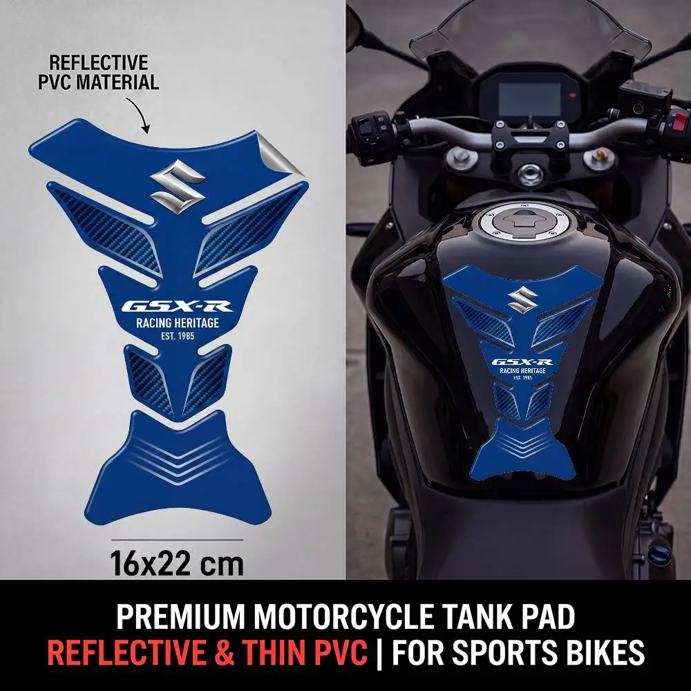 

FOR SUZUKI Motorcycle PVC Tank Pad Tank Cap Protector Racing Sticker Universal