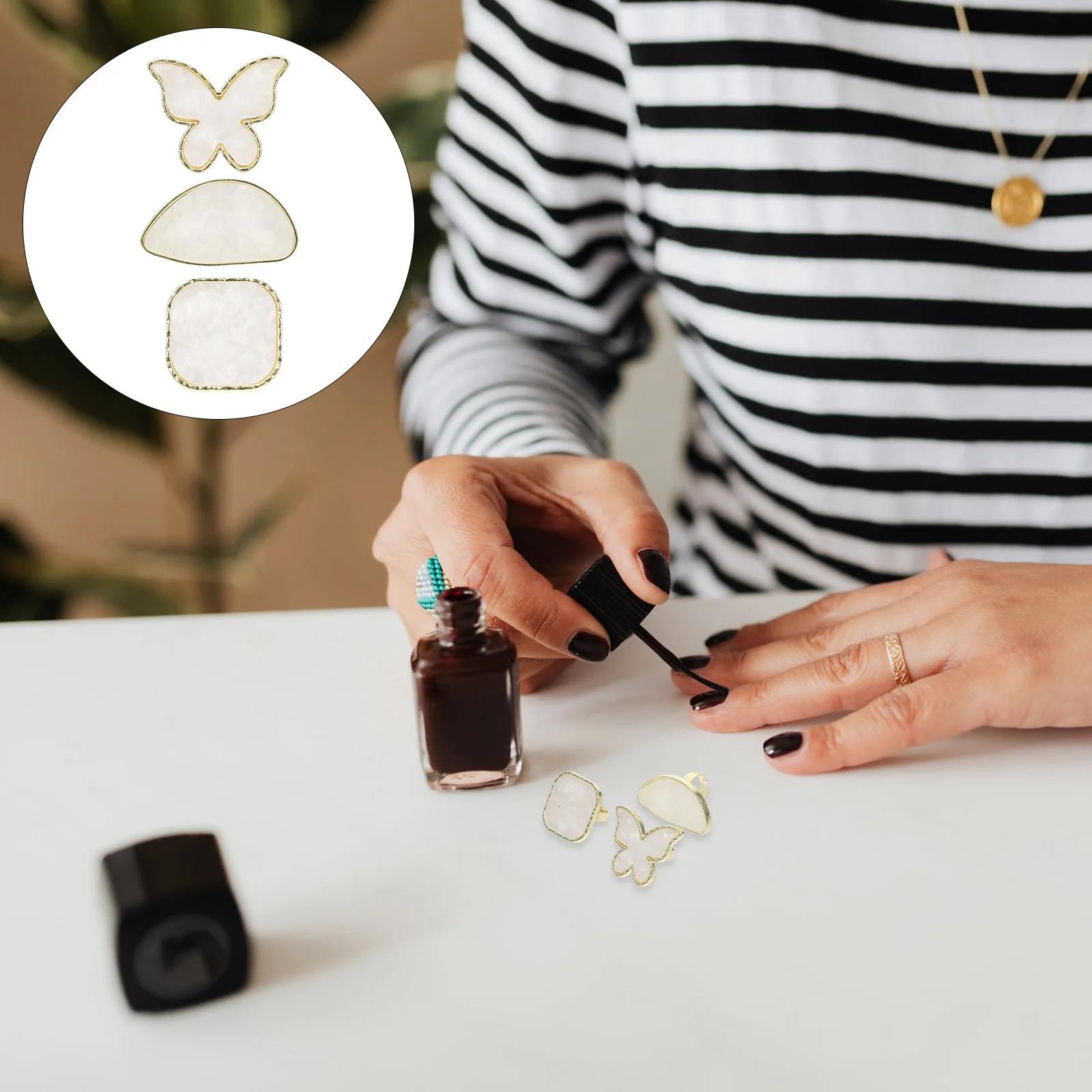 3 Stücke Nail art Ring Paletten Fingerring Design Farbmischung Palette Tragbare Maniküre Tablett für Nagel Farbmischung