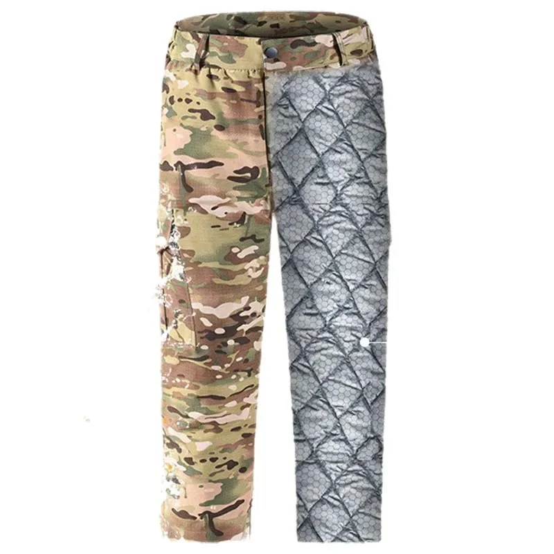 New Winter Heat Reflection Warm Coats Cargo Pants Men Casual Multi-pocket Men Combat Camo Tactical Sets Work Pant Male Clothing