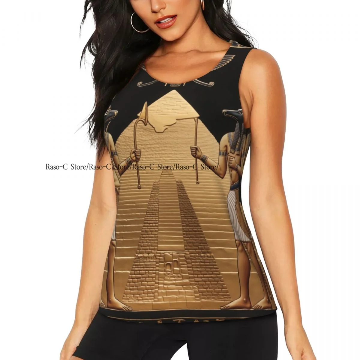 

Women Casual Sport Yoga Vest Egyptian God Anubis Art Quick Dry Running T-shirt Training Workout Gym Sleeveles