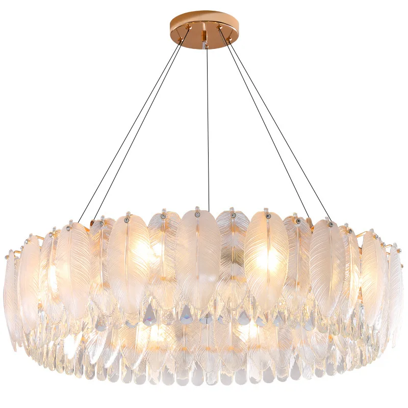 

French living room chandelier, modern minimalist Nordic dining room light, bedroom crystal chandelier