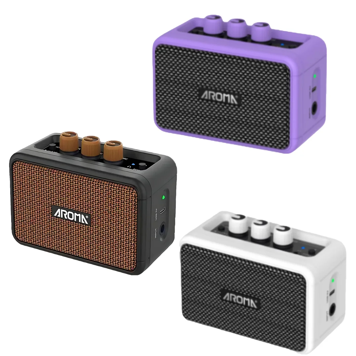 Amplificateur de guitare électrique portable rétro Aroma AG-04 rechargeable Bluetooth avec Clean & Overdrive