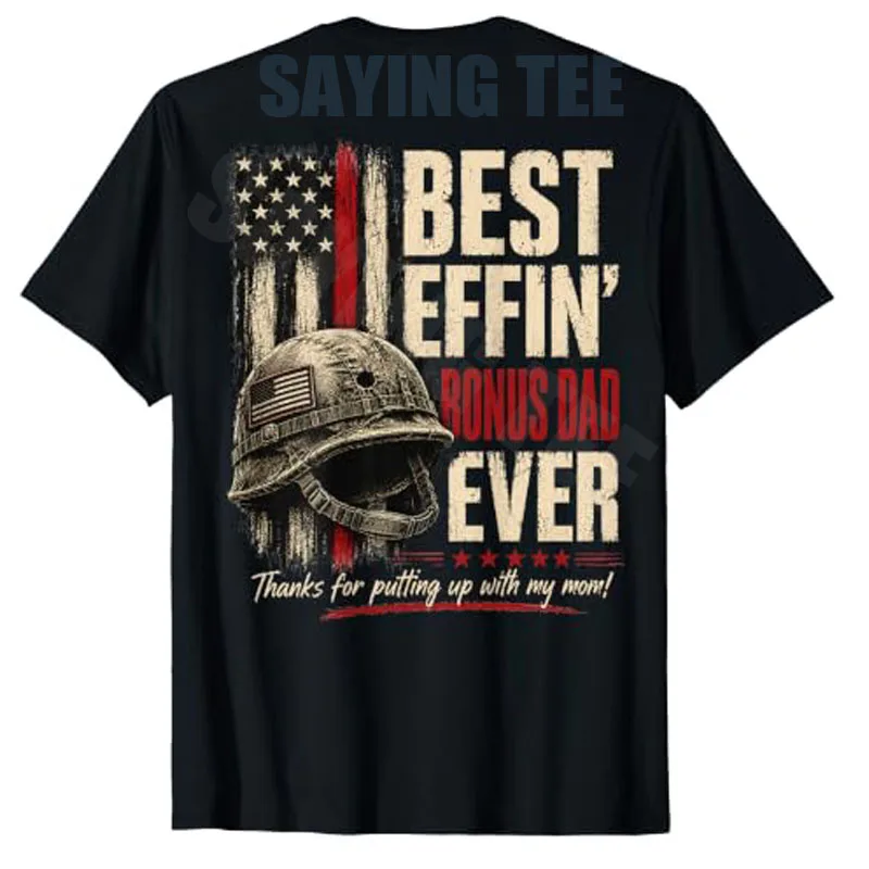 Bestes Effin Bonus Dad Ever Retro Patriotisches Stiefvater-T-Shirt Y2k US-Flaggen-Grafik Herrenbekleidung Ehemann Neuheit Geschenk Baumwollkleidung – Detail 12