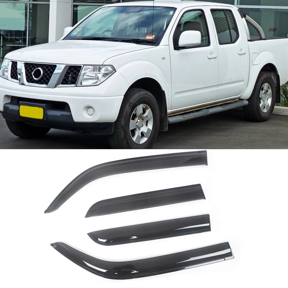 

For Nissan Navara 2004-2020 Auto Side Window Wind Deflectors Visors Black Rain Guard Door Visor Vent Shades Dark Smoke Ventvisor