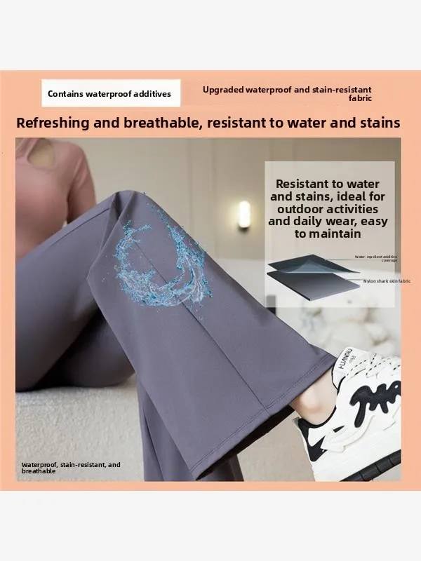 سراويل يوجا كاجوال واسعة الساق للنساء، كيت مزدوجة، ملابس خارجية للربيع والخريف، مقاومة للماء، مقاس كبير، طول ممتد