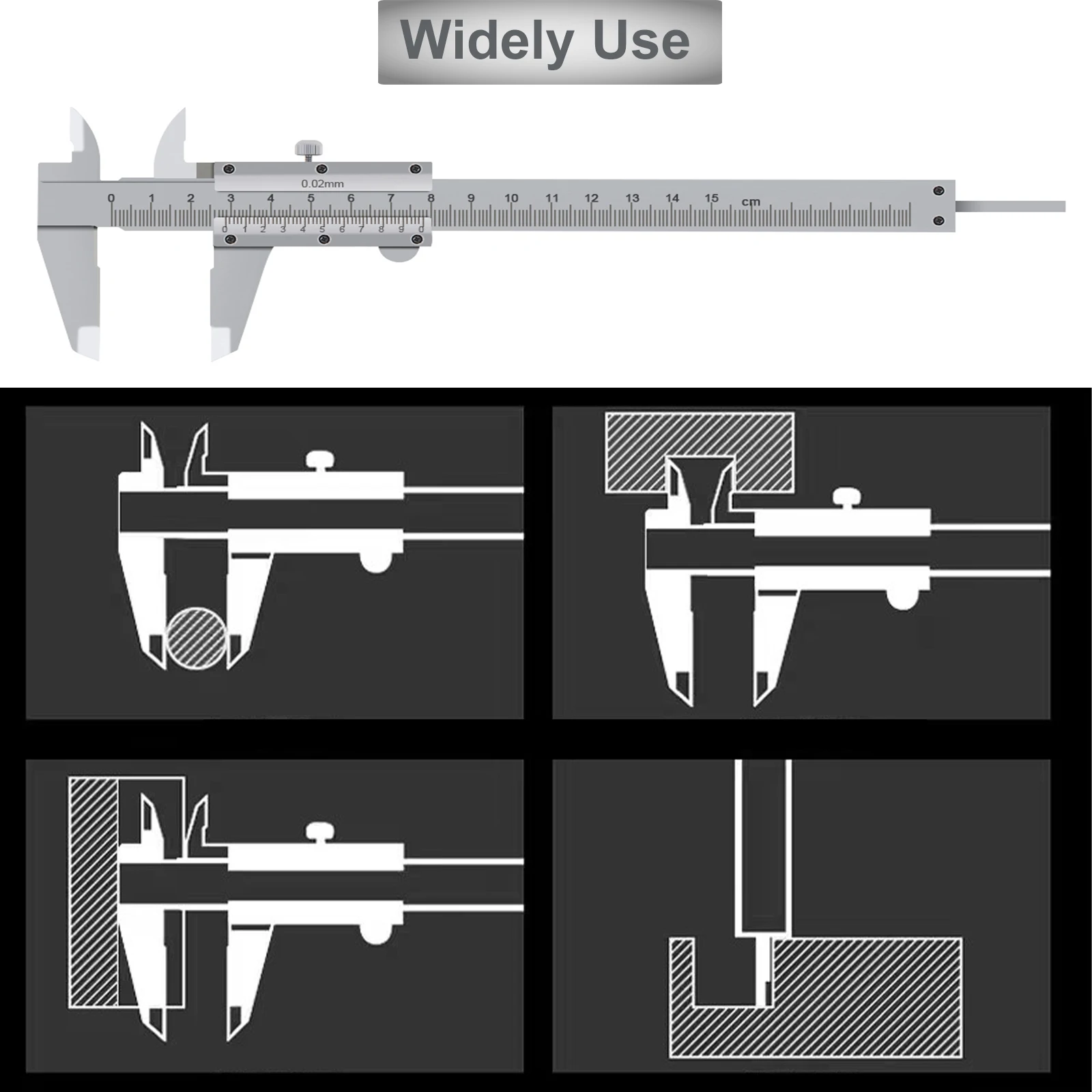 0-150mm Carbon Steel 0.02mm High Precision Vernier Caliper with Storage Box, Non Digital Caliper Manual Measuring Tool