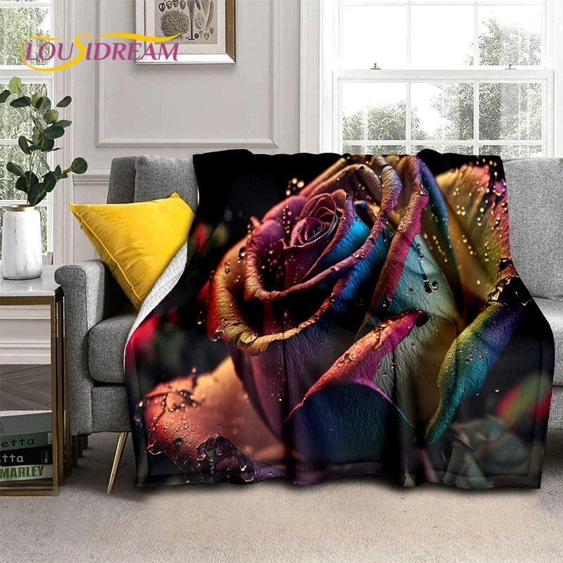 3D Rose Flowers Nordic Romantic Soft coperte, Keep Warm Throw coperta comoda per letti da Picnic divano Home Bedroom Gift