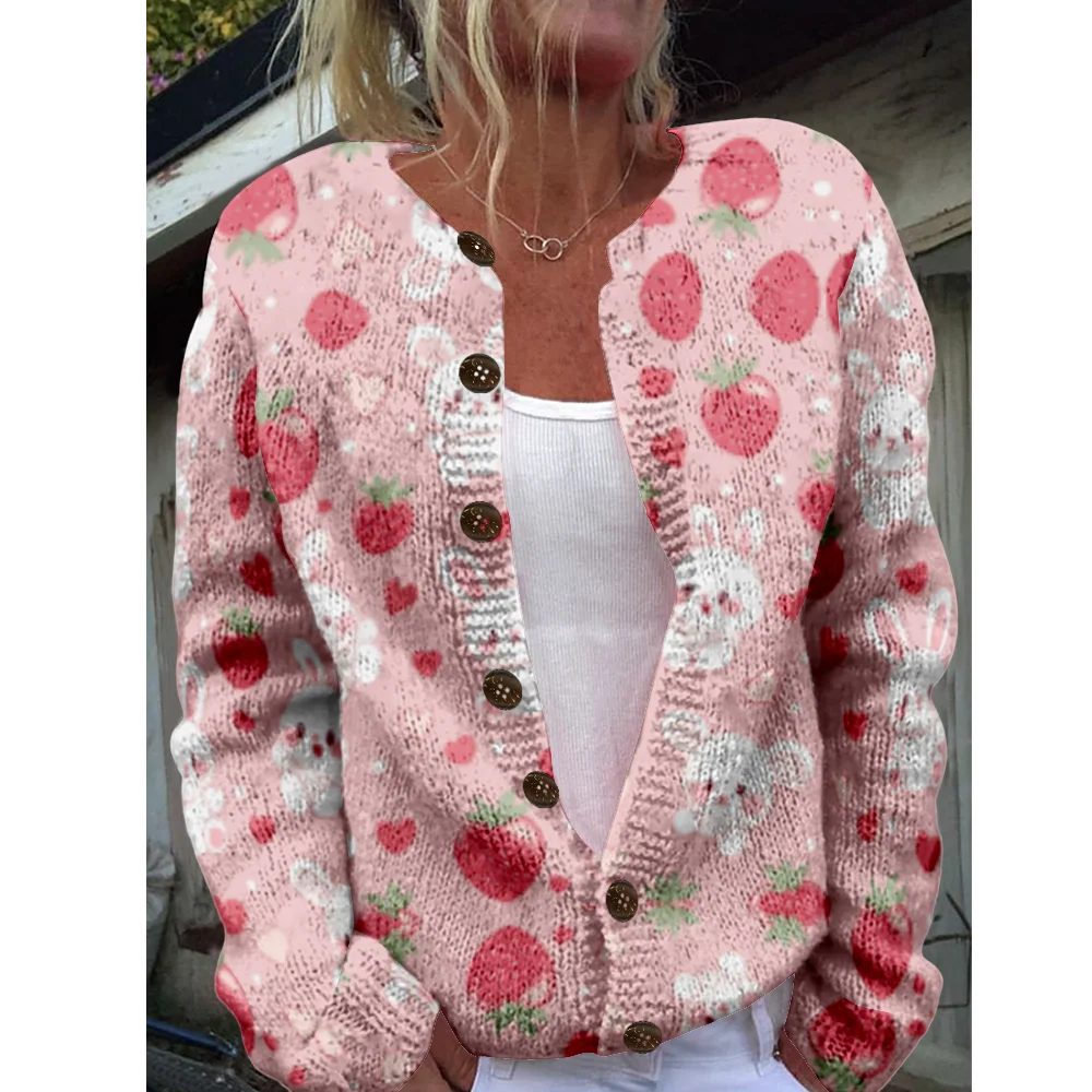 

Autumn Winter Knitted cute animal Cardigan Vintage Fashion Casual Sweater Streetwear Women Sweaters Knit Top Jumpers Fashion