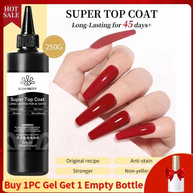 BORN PRETTY Long Lasting Super Top Coat Reinforcement Gel Soak Off UVLED Nail Gel Polish Big Volume Nail Art Manicure Varnish