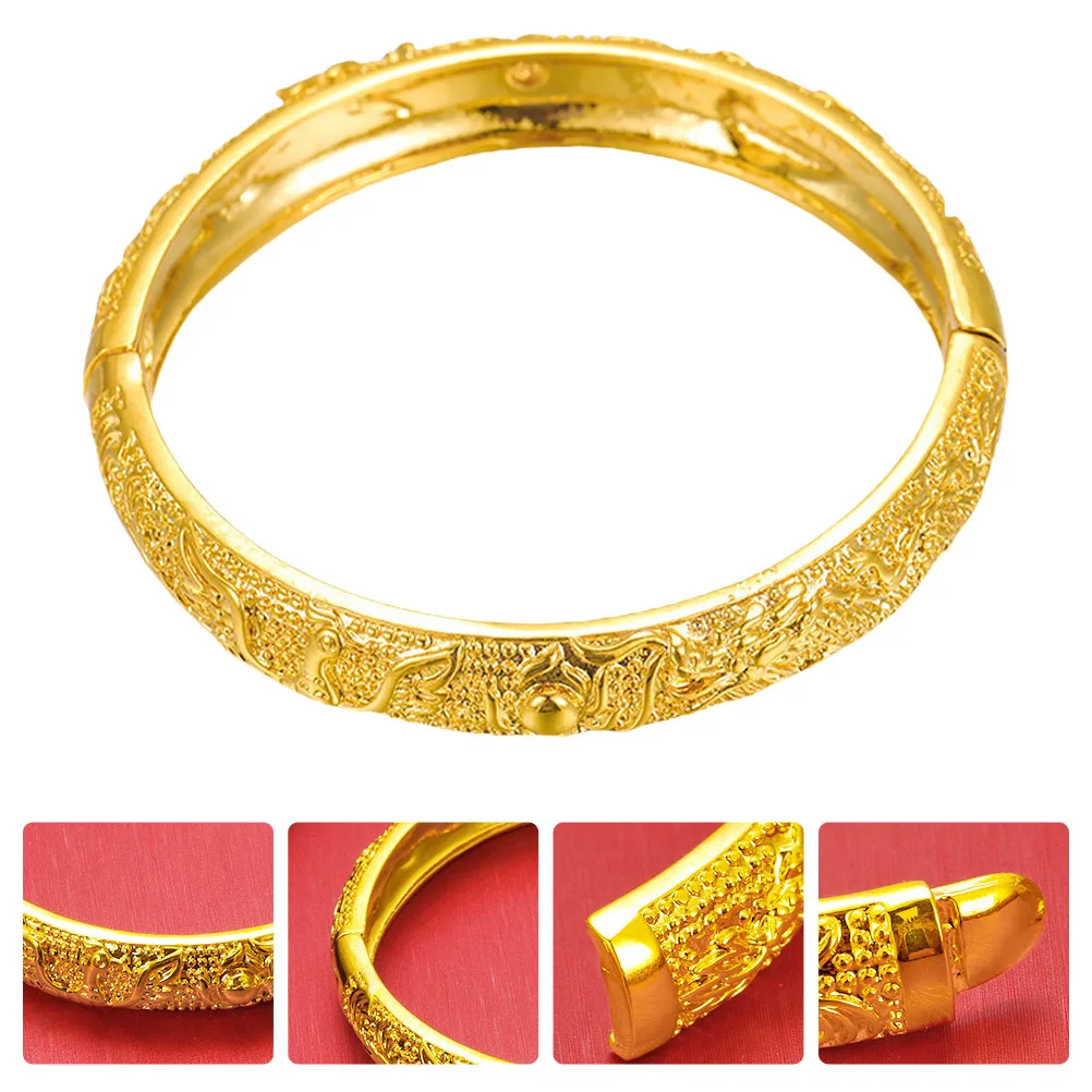 

1Pcs Dragon Ethnic Style Women Bracelet Creative Golden Bangle Daily Use Fashion Delicate Hand Decor