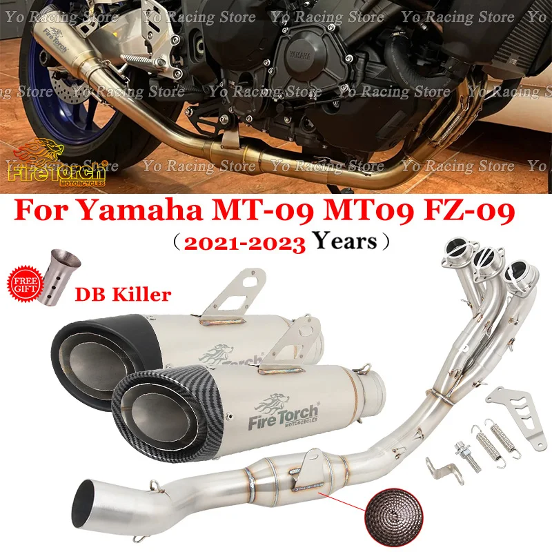 

Slip On For Yamaha MT-09 MT09 FZ 09 2021 2022 2023 Motorcycle Exhaust Systems Front Link Pipe With Escape Moto Muffler DB Killer