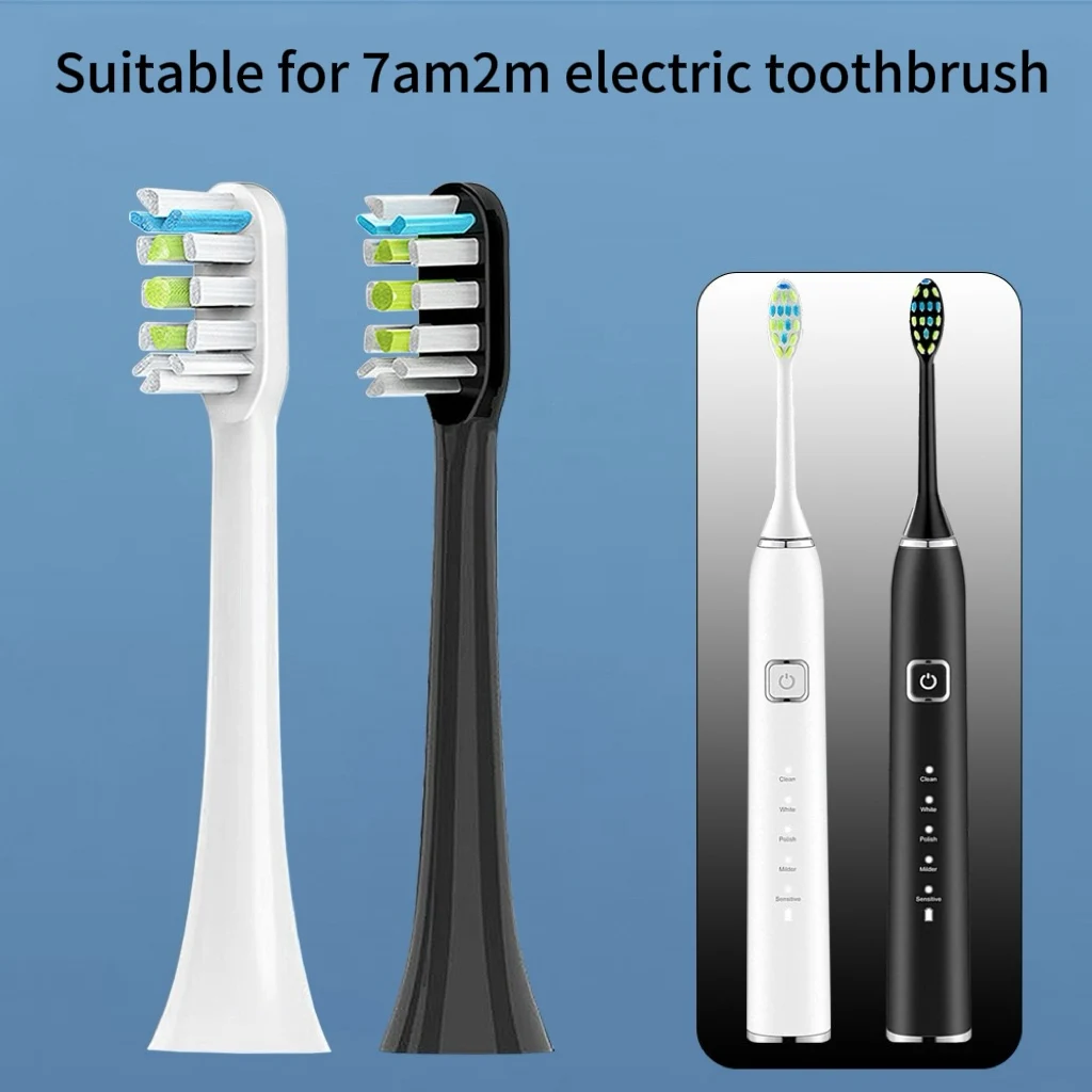 8pcs Replacement Brush Heads For 7AM2M AM101/AM105 Sonic Electric Toothbrush Vacuum Soft DuPont Bristle Nozzles white black