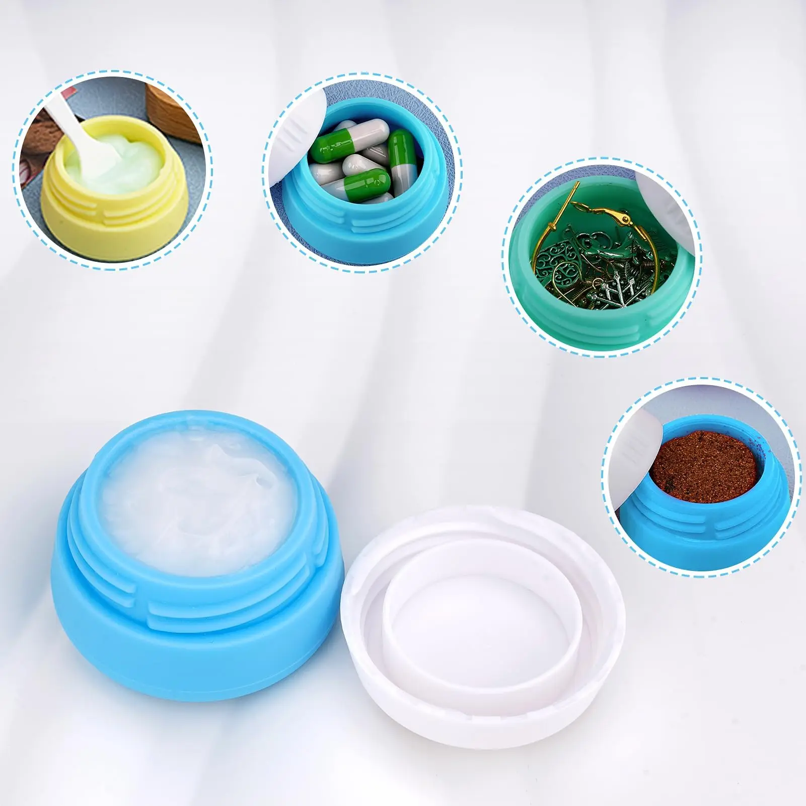 6 Pack Silicone Jar 20ML Travel Sized Container Container for Storage Makeup Pot Cream Jars Portable Dispenser Cream Bottles