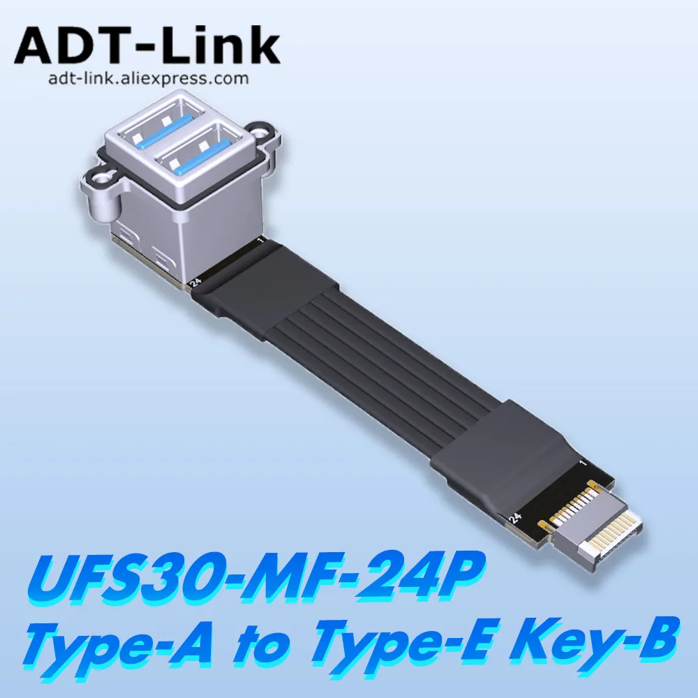 ADT-Amphenol Double prise USB étanche, USB 3.0, prises femelles de type A vers USB 3.1 interne, câble adaptateur de clé de type E B