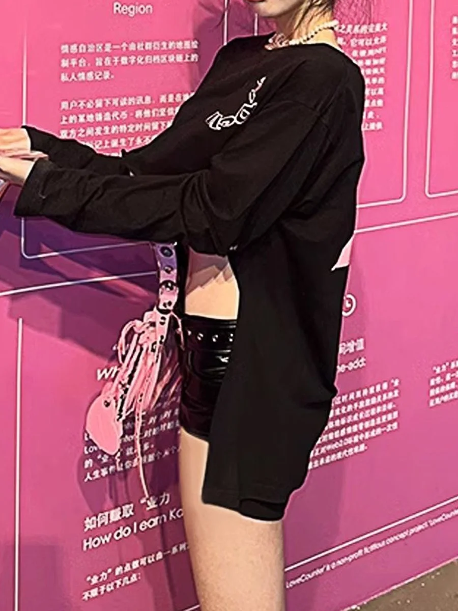 Hotsweet เอวสูง 2000S สีดํา Sheath SLIM FIT Y2K PU กางเกงขาสั้นผู้หญิงแฟชั่นสบายๆเซ็กซี่ Street Harajuku สไตล์กางเกงขาสั้น