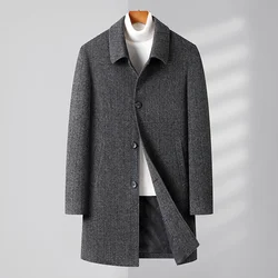 Mens Designer Knitted Wool Stretch Coat Casual Business Handsome Overcoat High Quality Fashion 2024
