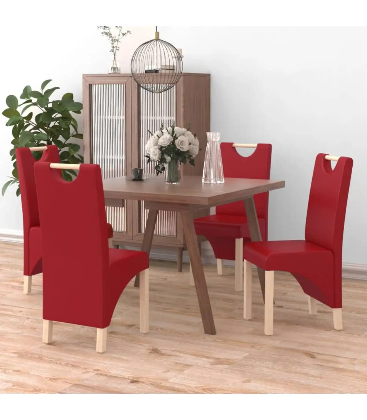 Dining chairs dining chairs 4 units synthetic leather red wine red