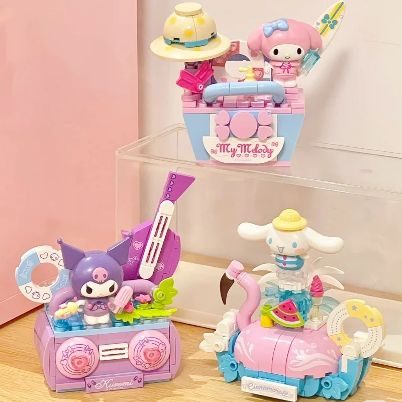 ชุดของเล่นตัวต่อ Keeppley Sanrio ซีรีย์งานปาร์ตี้ฤดูร้อน Hello Kitty My Melody Kuromi Pochacco Cinnamoroll ของเล่นอนิเมะ ของขวัญสำหรับเด็ก