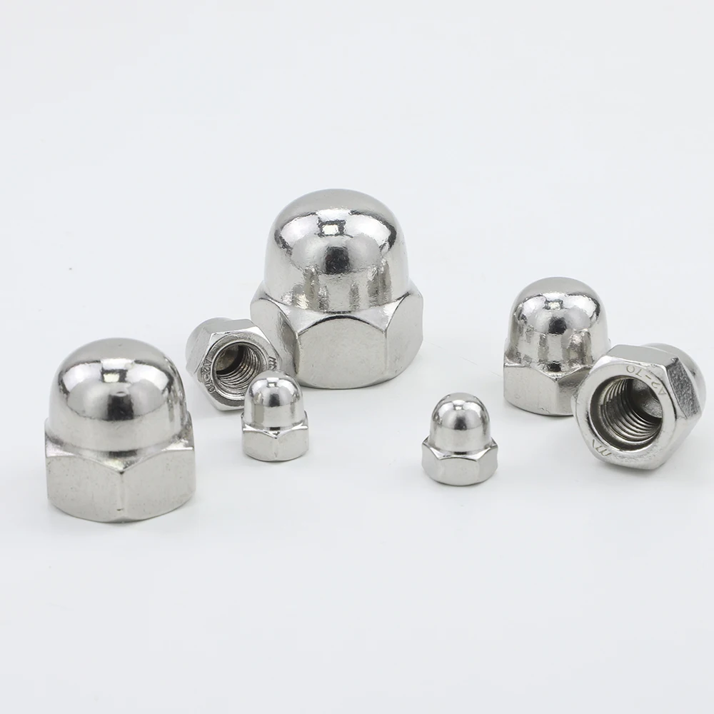 JUIDINTO Acorn nut Crown Hex Nut M3 M4 M5 M6 M8 M10 M12 M14 M16 304 201 Stainless Steel Dome Cap Nut Blind Nut for Bolts DIN1587