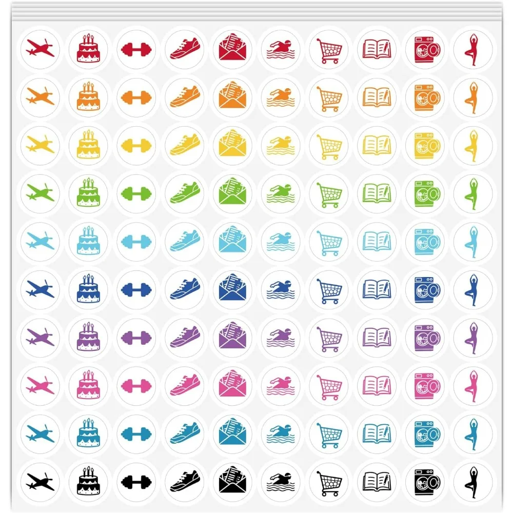 500 pces/5 folhas mini calendário adesivos planejador de treino adesivos 1/2 Polegada etiquetas coloridas para avião fitness natação
