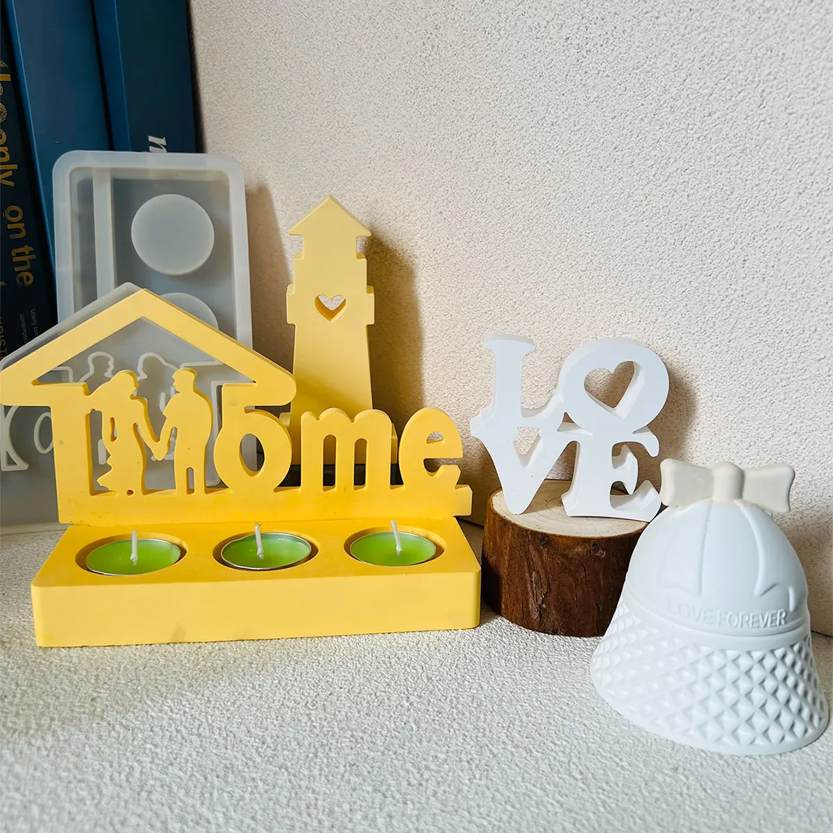 Home Kerzenhalter Silikon form Liebe Leuchtturm Home Dekoration Gips Harz Form Glocke Beton Kerze Glas Form Hochzeits geschenke