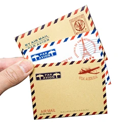 Mini Vintage Kraft Paper Envelopes for Business Invitations Postcard Letter Wallet Envelope for Gift Air Mail Stationery 10Pcs