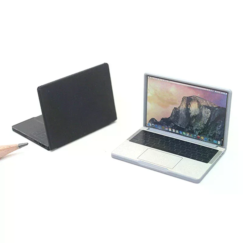 Cute Simulation 1:12 Mini Laptop Computer Dollhouse Miniature Alloy Crafts Dollhouse Decoration For Doll House DIY Accessories