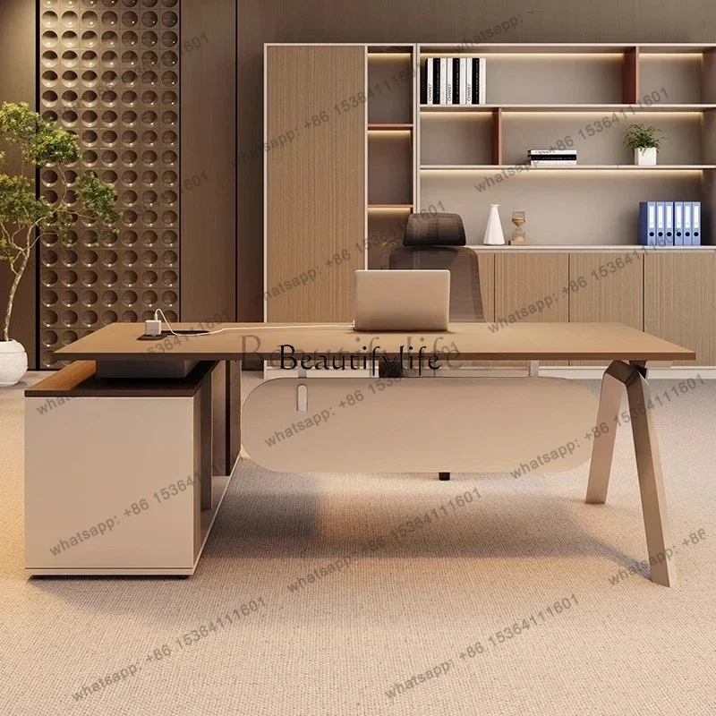 HJ Office Boss Desk and Chair Combination High Sense Office President's Room Bench